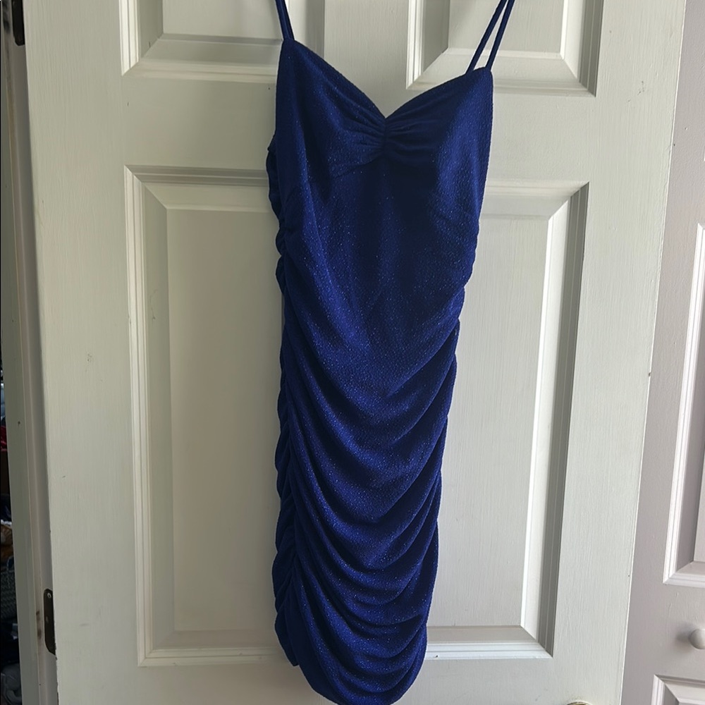 Elegant Blue Ruched Dress